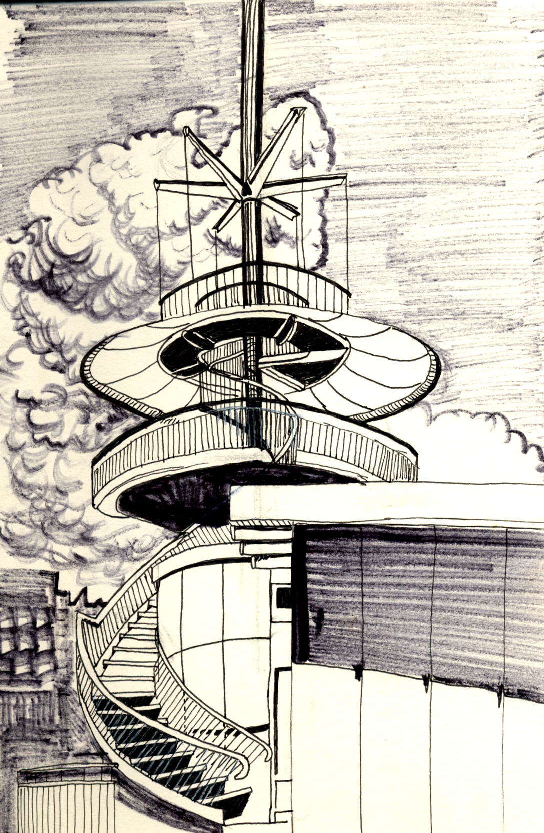 A drawing of an architecturally interesting structure, Bristol